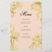 Glam Floral 50th Birthday Program Gold Blush Menu (Dos)