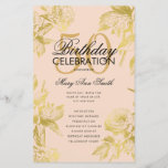 Glam Floral 50th Birthday Program Gold Blush Menu<br><div class="desc">Design élégant "Programme de fête d'anniversaire" avec arrangement floral en or avec texte personnalisé.</div>