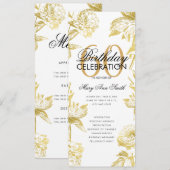 Glam Floral 60e Anniversaire Programme Gold Menu (Devant / Derrière)