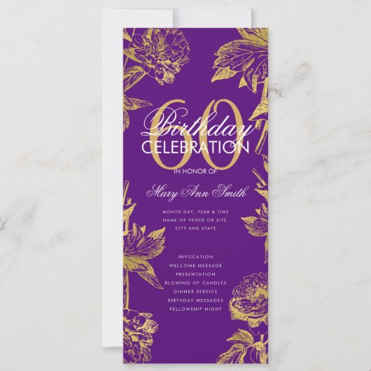 Glam Floral 60e Anniversaire Programme Gold Purple (Devant)