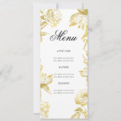Glam Floral 60th Birthday Program Gold Menu Kaart (Achterkant)