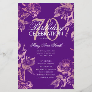 Glam Floral 70e Anniversaire Programme Rose Gold P