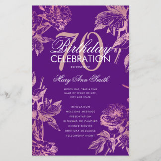 Glam Floral 70e Anniversaire Programme Rose Gold P