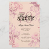 Glam Floral 70th Birthday Programme Roos Gold Blus (Voorkant / Achterkant)