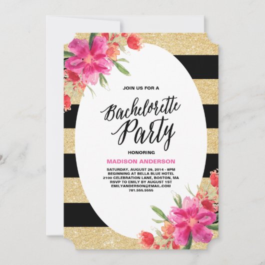 Glam floral | Bachelorette Party Invitation (Devant)