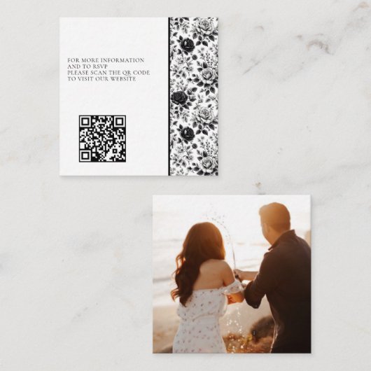  Glam Floral Foto QR Code Enclosure Kaart (Voorkant / Achterkant)