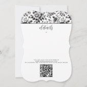  Glam Floral QR-code en details bruiloft Kaart (Achterkant)