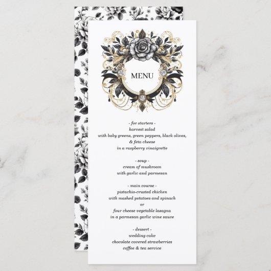  Glam Floral Wedding Menu (Voorkant / Achterkant)