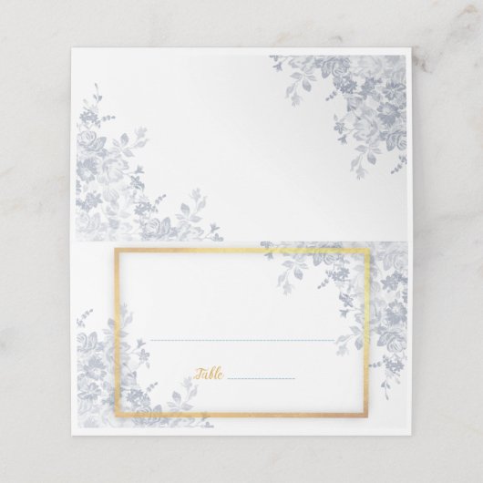 Glam Flowers Gold Lijst Wedding Place Card (Buitenkant ongevouwen)