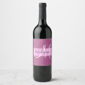 Glam Fuchsia Metallic Pink Honeycomb Monogram Naam Wijn Etiket (Voorkant)