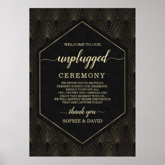 Glam Gatsby 20s Unplugged Huwelijksceremonie Bord Poster