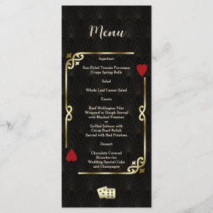 Glam Gatsby Casino Las Vegas Poker Wedding Menu