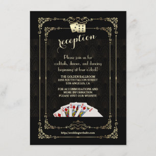 Glam Gatsby Casino Vegas Wedding Reception Informatiekaartje