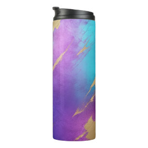 Glam gedesdistresseerde paarse turquoise goud thermosbeker