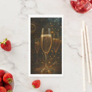 Glam Gelukkig Nieuwjaar Steampunk Champagne Servet