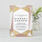 Glam Geometric Diamond Wedding Brunch Kaart (Staand voorkant)
