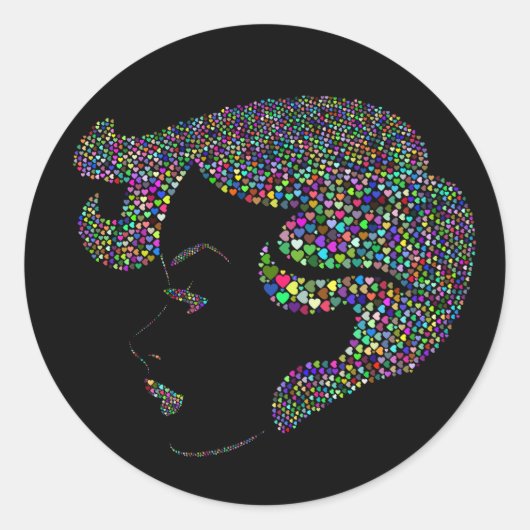 Glam girl met hart ronde sticker (Voorkant)