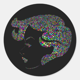 Glam girl met hart ronde sticker