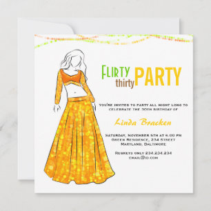 Glam Girl Yellow Skirt Flirty Thirty Party Kaart