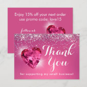 Glam Girly Burgundy Heart Bedankkaart (Voorkant / Achterkant)