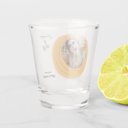 Glam Girly Fotoscript 20 30 40 jarig feest Shot Glas (Achterkant)