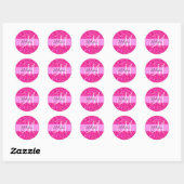Glam Girly Hot Pink Glitter Sparkles Name Monogram Ronde Sticker (Vel)