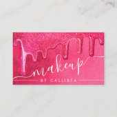Glam Girly Neon Roze Dikke Glitter Druppels Make-u Visitekaartje (Voorkant)