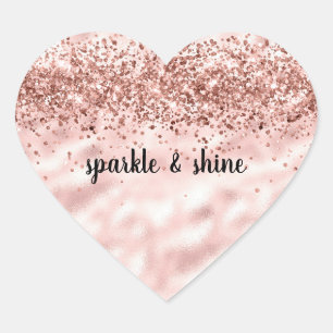 Glam Girly Pink Glitzy Glitter Sparkle Confetti Hart Sticker