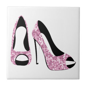 Glam Girly Pink High Heels Tegeltje