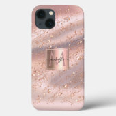 Glam Girly Roos Gold Flakes Gitter Monogram Case-Mate iPhone Case (Achterkant)