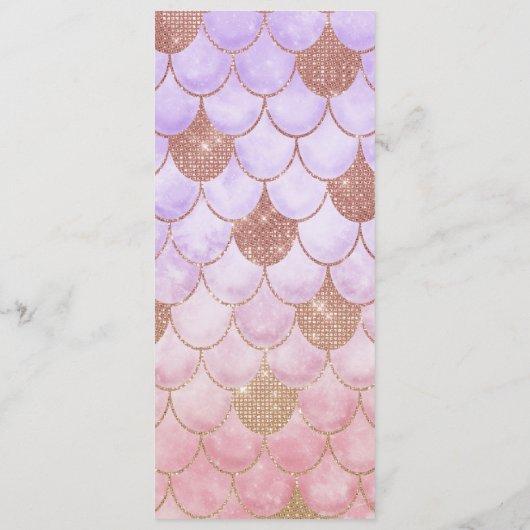 Glam Girly Roos Gold Glitter Mermaid Scales Menu (Achterkant)