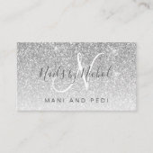 Glam Girly Silver Glitter Mani Pedi Nail Studio Visitekaartje (Voorkant)