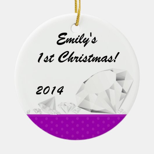 Glam Glam Glitz Diamond Nom personnalisé Ornement (Devant)