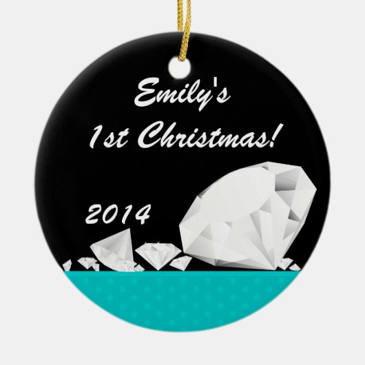 Glam Glam Glitz Diamond Nom personnalisé Ornement (Devant)