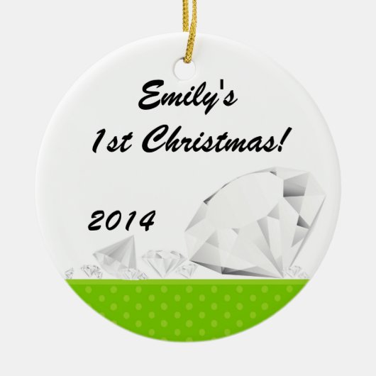 Glam Glam Glitz Diamond Nom personnalisé Ornement (Devant)