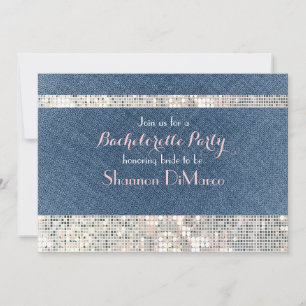 Glam Glamour Denim Lovertjes Glitters Feest Uitnod Kaart