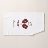 Glam Glit Pickleball Queen Paddles Floral initial (Serviette à main)