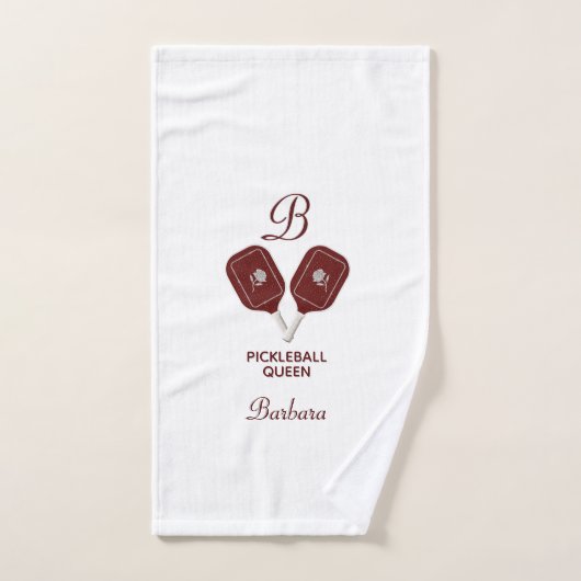 Glam Glit Pickleball Queen Paddles Floral initial (Serviette à main)