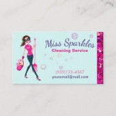 Glam Glitter Cartoon Maid House Cleaning Services Visitekaartje (Voorkant)