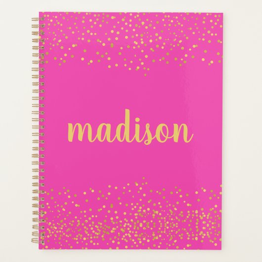 Glam Glitter Confetti | Gepersonaliseerd warmroze Planner (Voorkant)