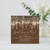Glam Glitter Drip Gold Brown Vrijgezellenfeest per Kaart (Staand voorkant)