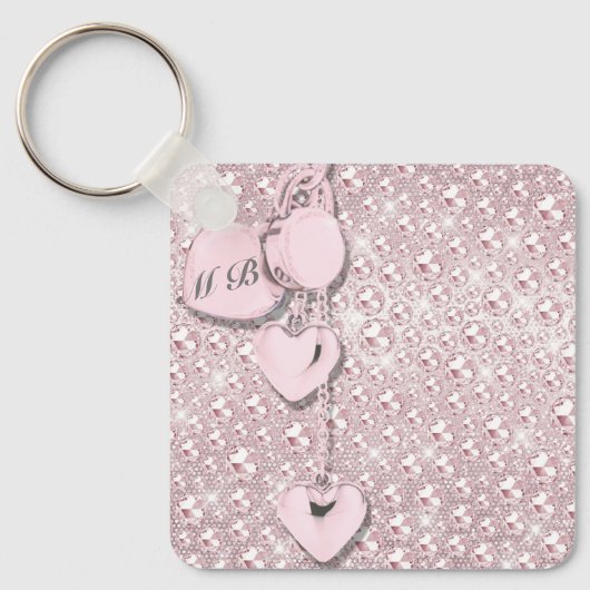 Glam Glitter Girly Pink Sleutelhanger (Voorkant)