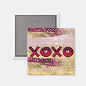 Glam Glitter Gold Red Luxe Valentijnse Magneet (Voorkant / Achterkant)