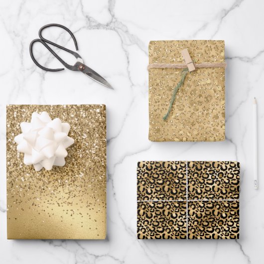 Glam Glitter Leopard Inpakpapier Vel (Voorkant)