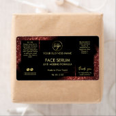 Glam Glitter Red Black Gold Face Hair Serum Label (Insitu)