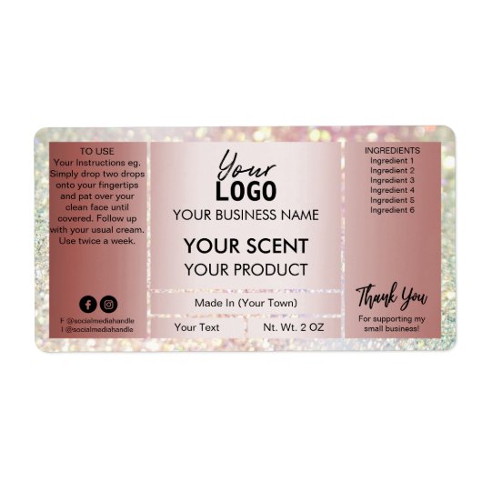 Glam Glitter Roos Gold Product Labels (Voorkant)