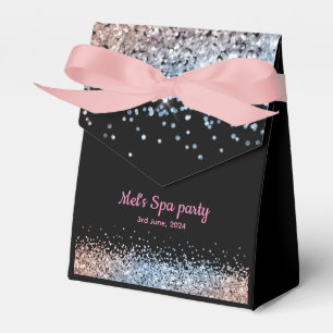 Glam glitter roze en zwart bedankdoosjes