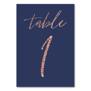 Glam Glitter Roze Goud en Blauwe Huwelijk Kaart