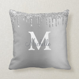Glam & Glitter Silver gepersonaliseerd monogram Kussen