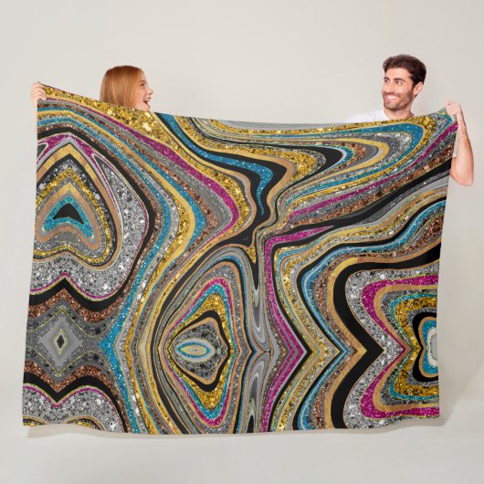 Glam glittery girale kunst fleece deken (In situ)